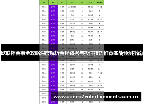 欧联杯赛事全攻略深度解析赛程数据与投注技巧推荐实战预测指南